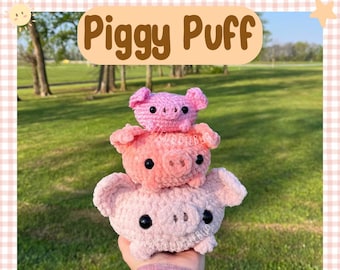 Piggy Puff Crochet Pattern Amigurumi tutorial diy digital pdf