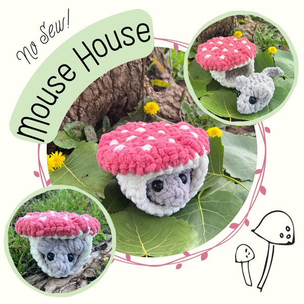 Motif Amigurumi au crochet maison de souris