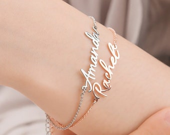 Silver Name Bracelet, Handmade Bracelet for Women, Custom Name Jewelry, Personalized Bracelet Gold, Best Mom Gifts, Minimalist Bracelet