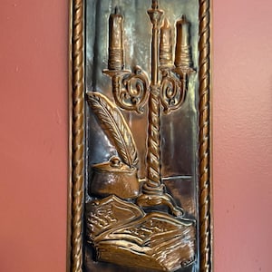 Vintage Copper Wall Decor – Embossed Metal Art Panel
