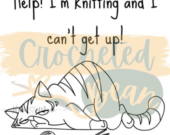 Cat Knitting Humor Pattern SVG & PDF Digital Download