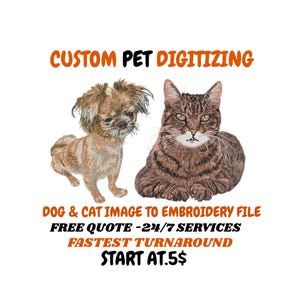 Pet Embroidery, Embroidery Dog, Custom Pet Portrait, Customized Cat Embroidery, Dog Digitizing,Photo Embroidery, personalized pet embroidery