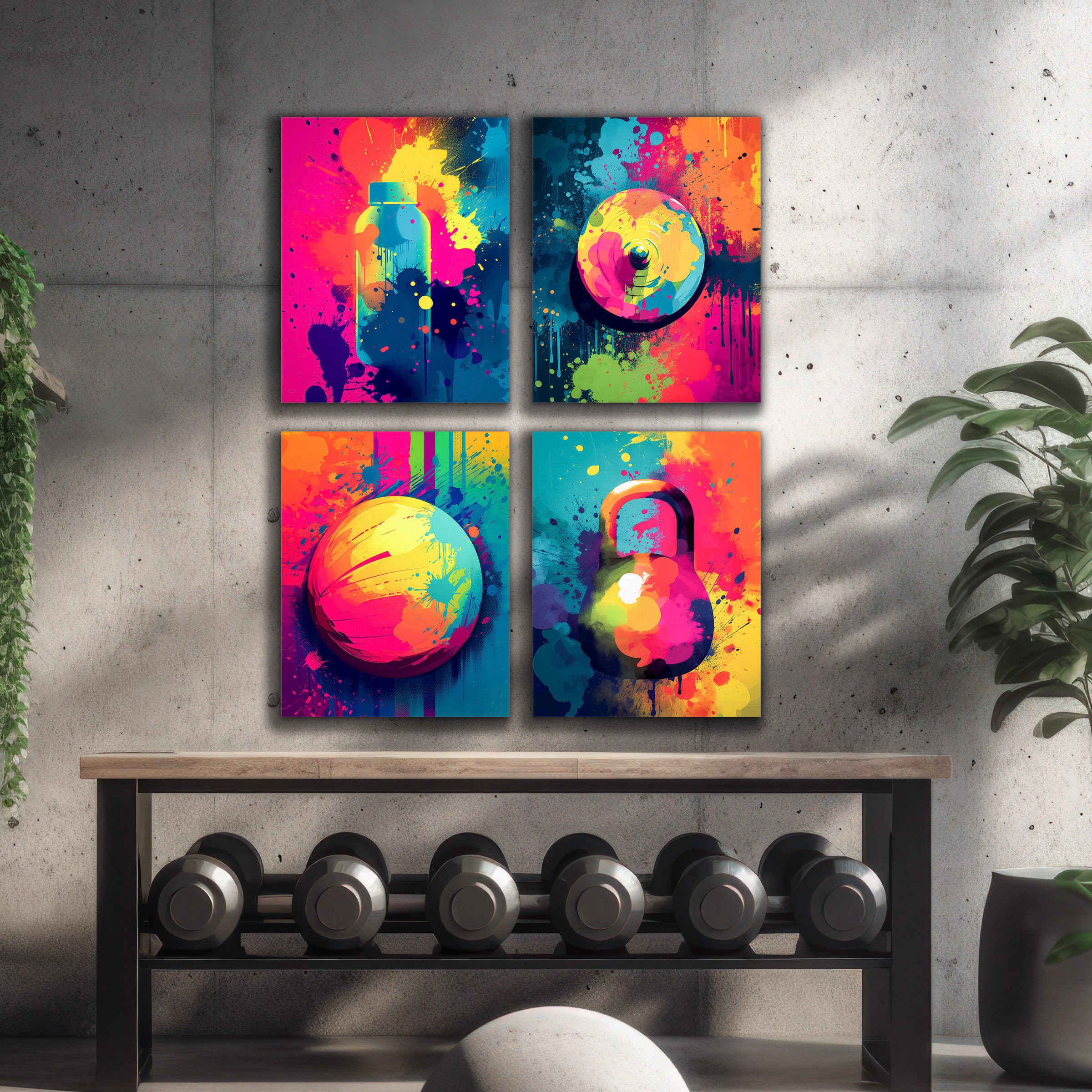 Gym Artwork Set of 4, Printable Fitness Motivation, Home Gym Wall Art ...