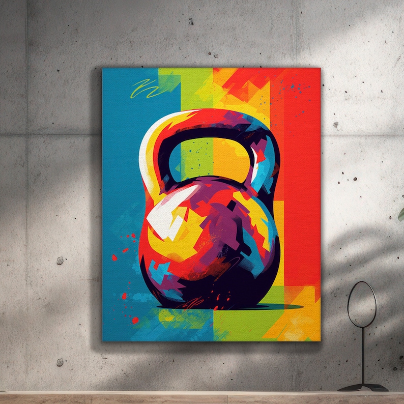 Gym Artwork of a Kettlebell in Pop Art Geometric Style, Fitness