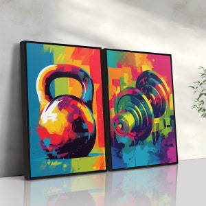 Póster de gimnasio, póster de fitness, decoración de levantamiento de pesas, mancuernas, pesas rusas, regalos para él, novio, regalo único para el día del padre imprimible
