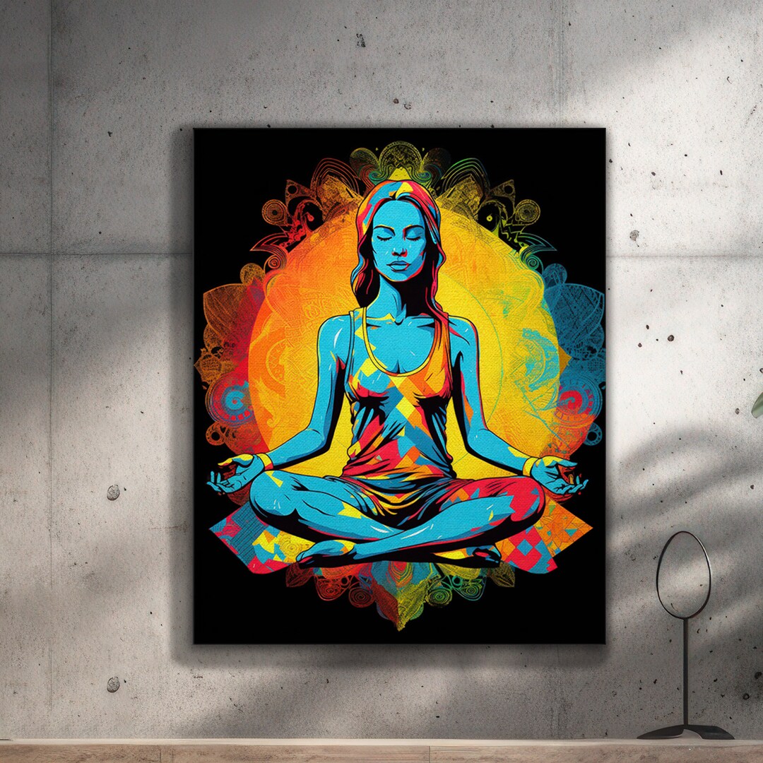 Yoga Meditation Wall Art, Lotus Pose Print, Colorful Zen Decor ...