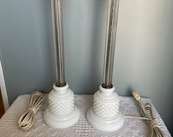 Vintage Milk Glass Lamps - Set of 2