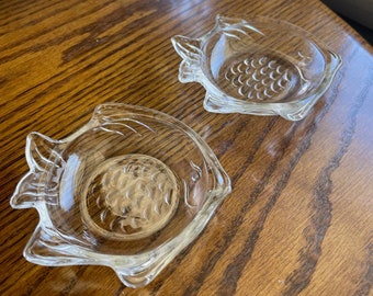 Vintage Glass Fish Butter Pats/Ring Dishes