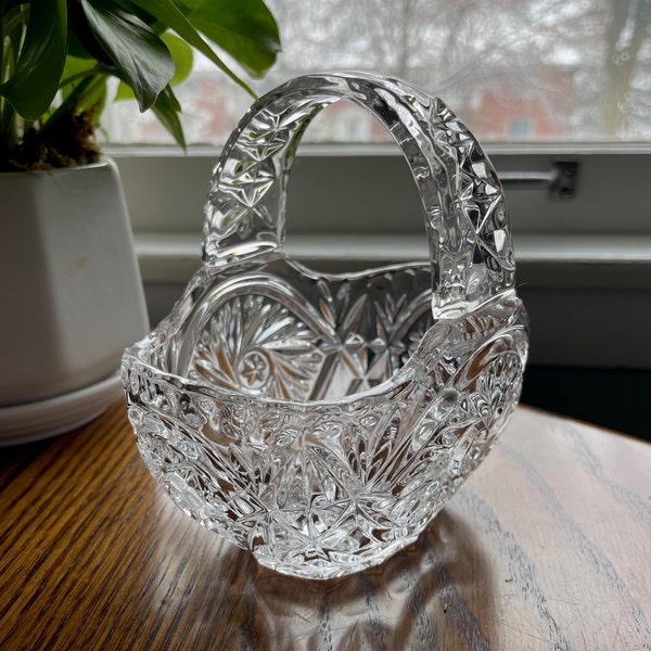 Vintage Heavy Glass Decorative Basket