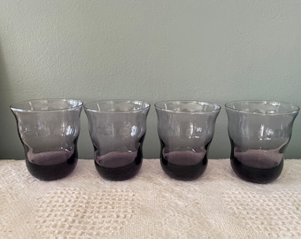 Vintage Dusky Amethyst Purple Glasses - Set of 4