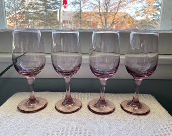 Vintage Libbey Blush Pink Wine Glasses - Set of 4