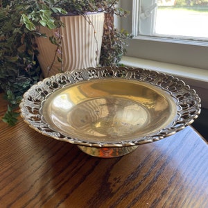 Vintage Brass Pedestal Fruit Bowl