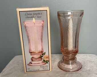 Indiana Glass Recollection Pink Hurricane Vase