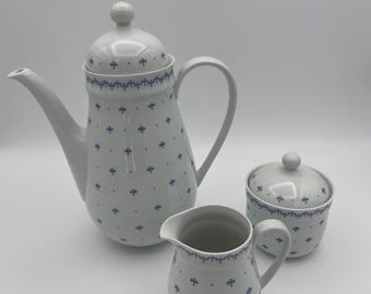 Vintage Arzberg Germany Prufstelle Porcelain Teapot, Sugar, and Creamer Set