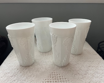 Indiana Colony Harvest Grape Milk Glass Tumblers - Set of 4