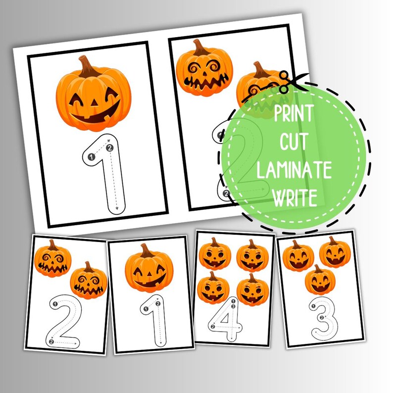 Pumpkin Number Tracing Flashcards, Halloween Math (PDF) - Etsy