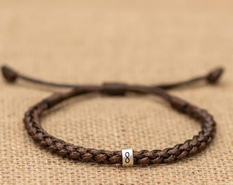 Infinity Symbol Bracelet: Personalizable Silver Beads, Adjustable Macrame, Eternity Jewelry, Handmade Custom