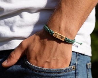 Personalized Wooden Jewelry for Men,Engraved Name Bracelet,Adjustable Bracelet,Birthday Gifts