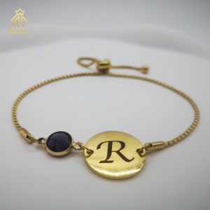 initial bracelet, personalised jewellery, custom birthstone jewelry, Christmas Gift for Mother, couple gift, charm bracelet, engraved gifts