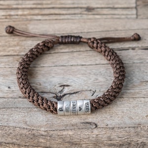 Pulsera personalizada para hombre, tamaño ajustable, pulsera personalizada con nombre para niños, pulsera para papá, pulsera de aniversario, regalo del Día del Padre para el esposo.