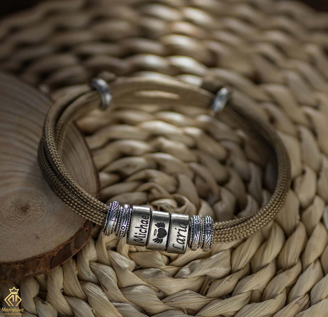 Custom Engraved Braided Rope Bracelet: Personalized Name Jewelry - Etsy