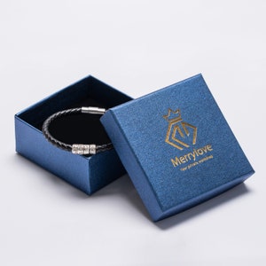 Personalized Mens Bracelet, Handmade Leather Bracelet Name with Silver Beads, Adjustable Mom Bracelet Custom Gifts For Him Kid Dad Boyfriend image 10