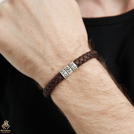 Bracciale In Pelle Personalizzato Da Uomo, Braccialetto Con - Foto 6