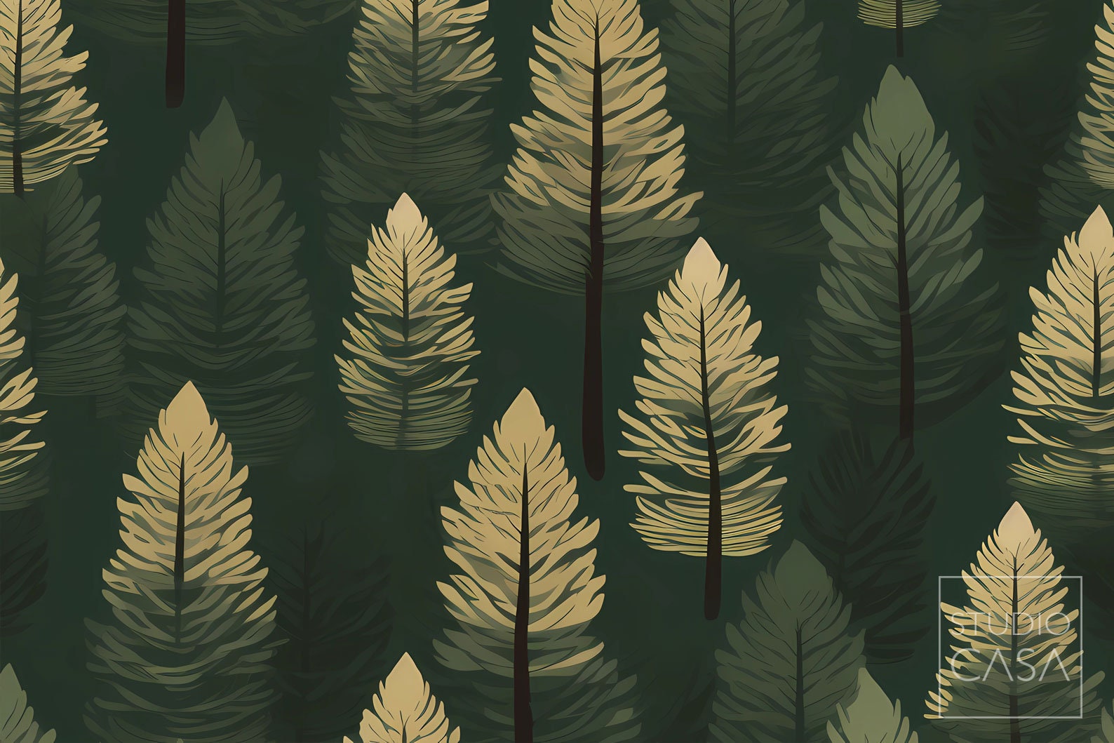 Pine Tree Forest Digital Paper, Seamless Printable Pine Tree Patterns ...