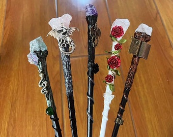 Magic Wand for Wizard and Witch, Random Crystal Wands, Spiritual Wand, Wood Wands, Halloween Cosplay, Christmas Gift for Kids