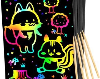 Scratch Rainbow Art for Kids - 50 Piece Magic Scratch Off Paper Children Art Crafts Set Kit Supplies