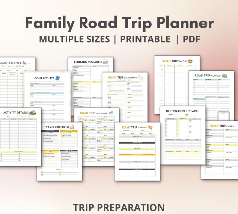 Ultimate Road Trip Planner, Printable Road Trip Planner Bundle, Family