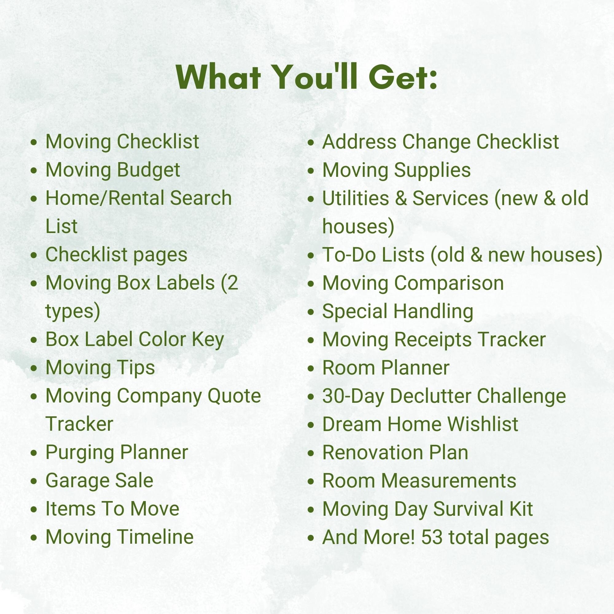 Printable Moving Planner, Moving Checklist, Moving List, Moving ...