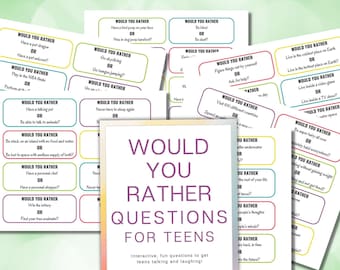 Può includere: Un set colorato di carte da gioco "Preferiresti?" per adolescenti. Le carte presentano una varietà di domande divertenti e stimolanti per far parlare e ridere gli adolescenti.
