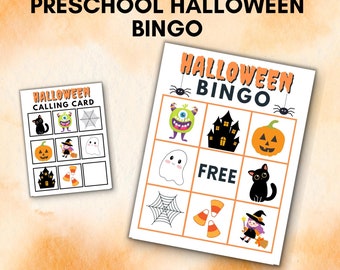 Preschool Halloween Bingo, Kids' Halloween Activity, Halloween Game, Halloween Printable, Halloween Bingo Cards, Halloween Bingo Game Boards
