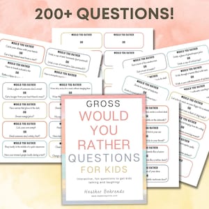 200+ Gross Would You Rather Questions, Would You Rather For Kids, Party Printable, Sleepover Game, Printable Would You Rather, family games