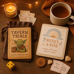Lot de cartes mystère | Lot de 2 jeux à gratter | Jeu d'autosoins et d'alcool pour le TDAH | Cadeau unique pour adultes