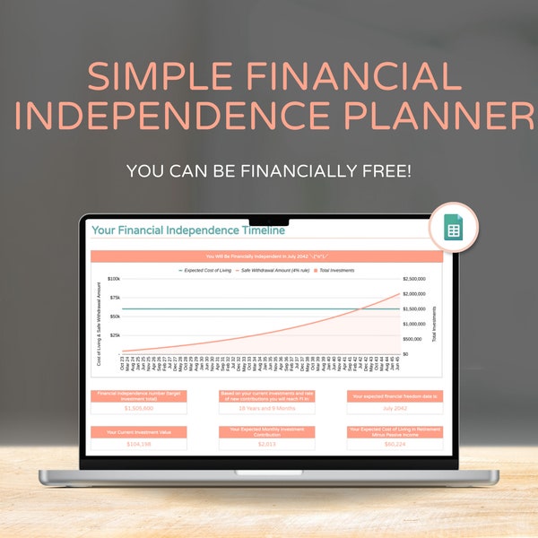 Financial Independence & Early Retirement 4% Rule Planner: How Much You Need and How Long It Will Take | Beginner Friendly | Google Sheets