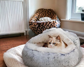 Plush Cave Cat Bed | Fluffy Cat Bed | Kitten Bed | Cat Cave | Cat Bed