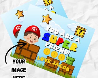 Personalized Super Mario Valentine Tag | Photo Favor (PDF File)