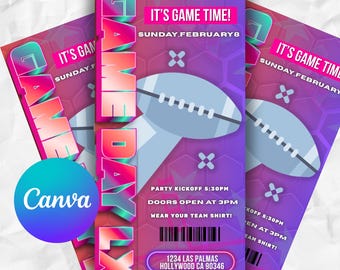 The Big Game Party Invitation 2026, Editable Invite, Digital Invite, Football Invitation, Mobile Invite, Party Invite, Football Ticket