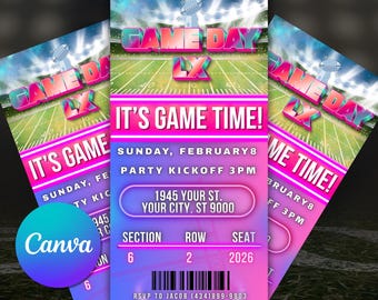 The Big Game Party Invitation 2026, Editable Invite, Digital Invite, Football Invitation, Mobile Invite, Party Invite, Football Ticket