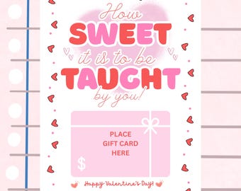 Teacher Valentine Gift Card Holder – Printable, Instant Download