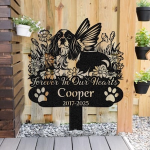 Personalized Angel Cavalier King Charles Spaniel Memorial Garden Stake, Custom Dog Grave Marker, Pet Loss Gift, Dog Remembrance Sign