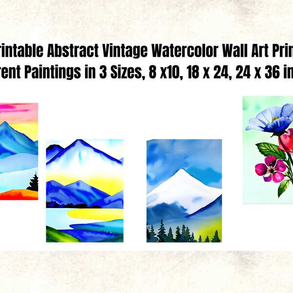Earth Tone Painting - Mountain Scenery Set with small plant art