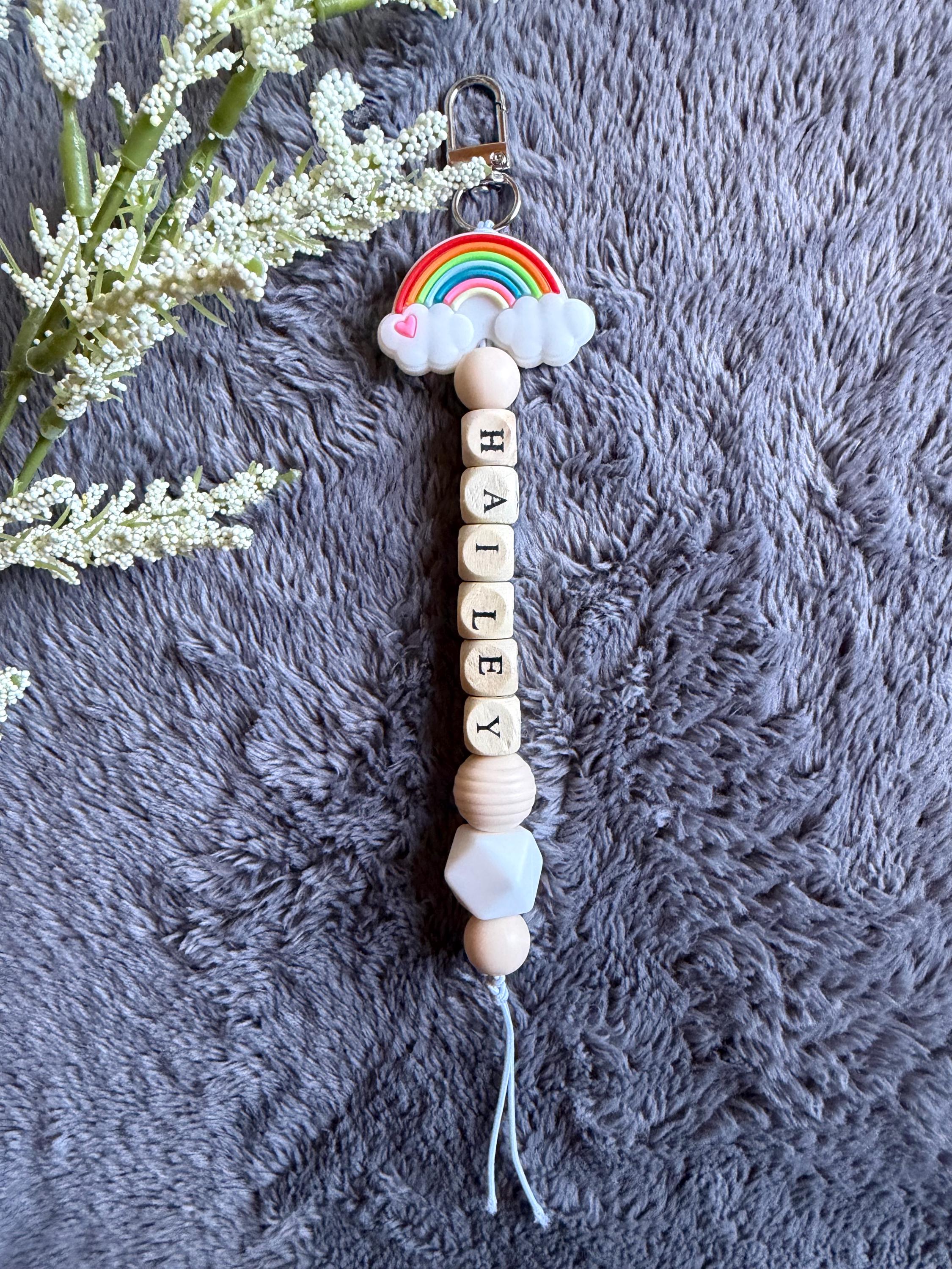 Name Keychain Rainbow Personalized Name Rainbow Charms / Customized Name Rainbow Keychain for ...