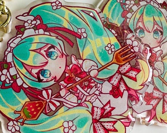 HATSUNE MIKU 15TH Anniversary Strawberry Miku Glitter Epoxy Keychain