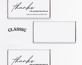 Personalized Wedding Favor Chocolate Bar Wrapper – Elegant Design