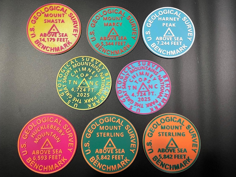 Benchmark Stickers Customizable, 4 Inch Diameter, 3D Printed Survey Benchmark With Display ...