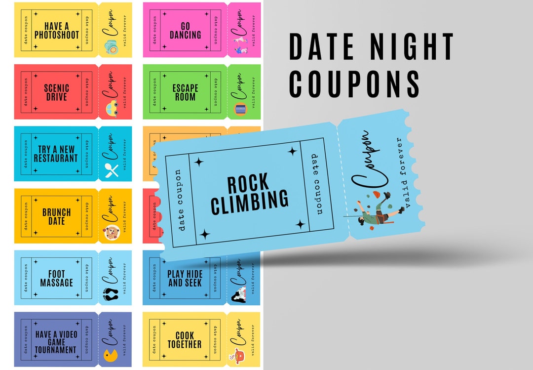 Printable Date Night Coupon Book for Couples Digital Love - Etsy