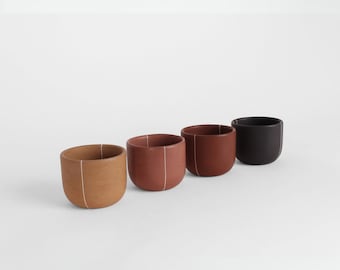 Hand-Painted Artisanal Coffee Cup Multicolor Set of 4 – Burnished Mexican Ceramic from Tonalá
